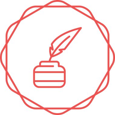 kalem simgesi. İnce daire ve kırmızı tasarım. vektör illüstrasyonu.