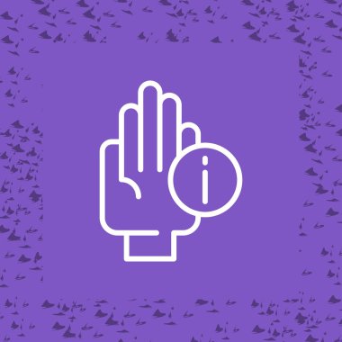 Mor arkaplan ile izole edilmiş sağ ok simgesini tutan mor çizgili el. Sağ el işareti tutuyor. vektör.