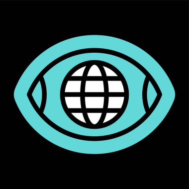 Dünya gözü ikonu. Web için dünya göz vektörü simgesinin özet çizimi.