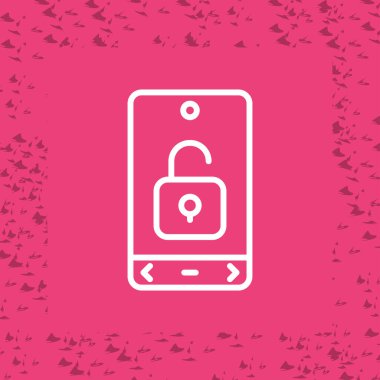 Koyu pembe arka planda kalp ikonu olan beyaz çizgi akıllı telefon. Sevgililer günün kutlu olsun. vektör