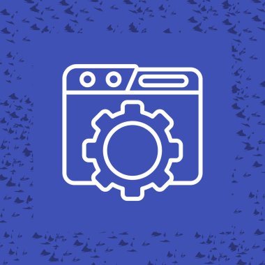 Beyaz çizgi fotoğraf makinesi simgesi mavi arkaplanda izole edildi. Fotoğraf makinesi simgesi. Vektör.