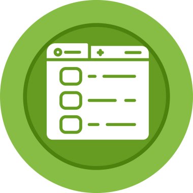 Kontrol listesi vektör simgesi. biçim iki renkli düz simge sembolü, yumuşak yeşil renkler, yuvarlak açılar, beyaz arkaplan.