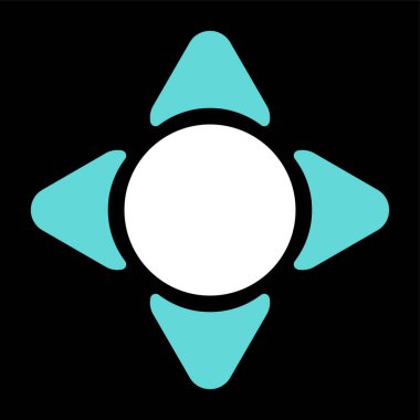 Mavi arkaplanda ana hatlı pusula simgesi izole edildi. Rüzgâr yön bulma sembolü. Gül işareti. vektör.