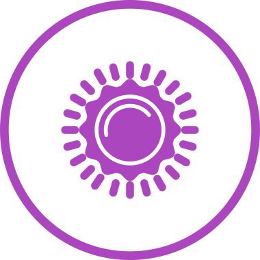 Bakteri simge vektör. Düz yuvarlak sembolü, menekşe rengi, yuvarlak açılar, beyaz arka plan tarzıdır.