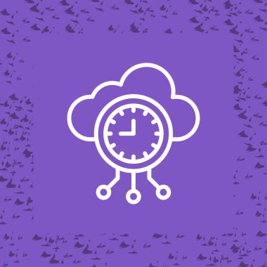 Mor arkaplan üzerinde bulut hesaplama tasarımı, illüstrasyon