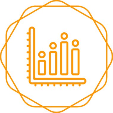 çubuk çizelgesi simgesi, ince çizgi biçimi tasarımı, doğrusal vektör web tasarım işareti, özet konsept sembolü, beyaz arkaplan üzerinde turuncu veya felçli.