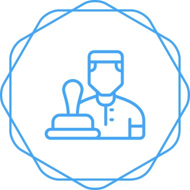 Doktor ikonu. İnce daire tasarım tarzı vektör illüstrasyonu. Web sembolü, ince çizgi konsepti.