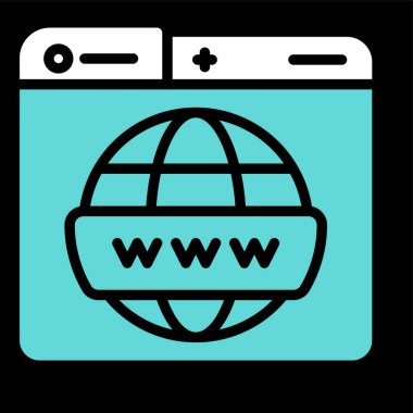 Tarayıcı dünya simgesinin düz stili olduğu web sayfası. internet bağlantısı vektör illüstrasyonu.