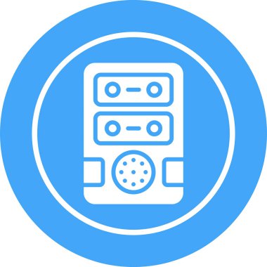 radyo vektör simgesi. biçim düz sembol, kobalt rengi, yuvarlak açılar, beyaz arkaplan