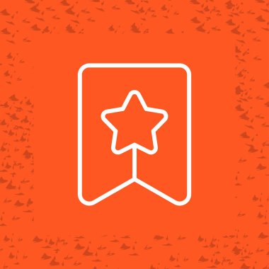 Turuncu arkaplanda izole edilmiş yıldız ikonu olan beyaz yıldız. En sevdiğim derecelendirme, en sevdiğim sembol. En sevdiği sembol. vektör illüstrasyonu