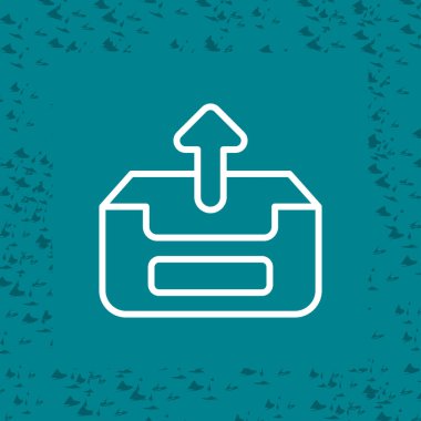 Yazıcı simgesi. Web tasarımı, web ve mobil tasarım için ince çizgi çizimi. Açık renk gradyanı ve özet arkaplanı olan gri.