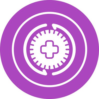 Tıbbi vektör ikonu. biçim daire içine alınmış sembol, menekşe rengi, yuvarlak açılar, beyaz arkaplan