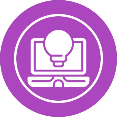 ampul ikonu vektör illüstrasyonlu laptop