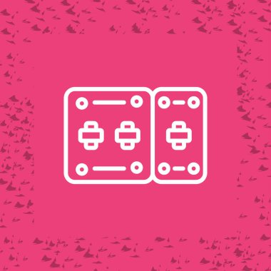 Kırmızı arkaplanda beyaz oyun alanı simgesi izole edildi. Oyun kontrolörü. vektör illüstrasyonu