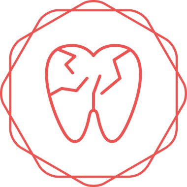 Diş hekimliği, Çatlak Diş simgesi, vektör illüstrasyonu  