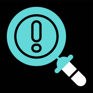 ünlem işareti ve büyüteç simgesi