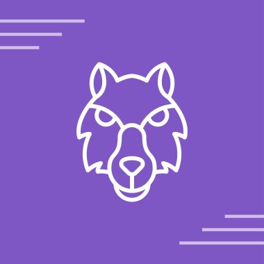 Kurt vektör simgesi mor arkaplanda izole edildi, hayvan işareti