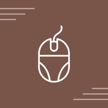 Beyaz bilgisayar fare simgesi uzun gölge arkaplanda izole edildi. Tekerlek sembollü optik. vektör illüstrasyonu