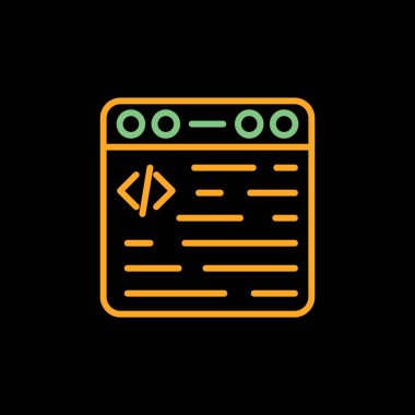 programlama kodu simgesi vektörü izole edilmiş siyah sembol