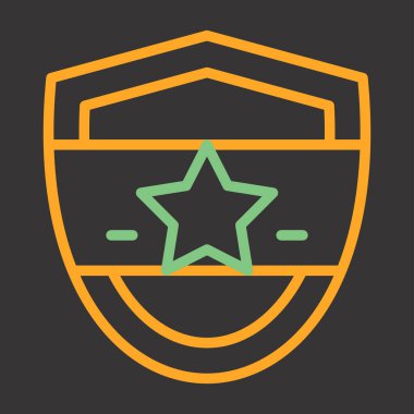 Yıldız simgesine sahip askeri kalkan, satır biçimi, vektör tasarımı kavramı