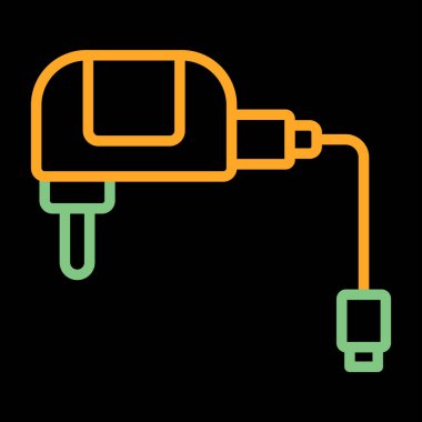 Elektrik prizi simgesi. Taslak elektrik dolgu vektör rengi düz izole