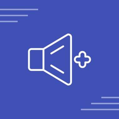 Beyaz arkaplanda mavi hoparlör simgesi izole edildi. ses sembolü. Hacim ve hacim simgesi. Halktan biri podyumda. Düz çizim. vektör illüstrasyonu.