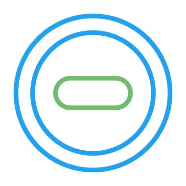 Beyaz arkaplanda mavi çizgi yuvarlak düğmesi