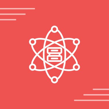 Çizgi Atom simgesi gri arkaplanda izole edildi. Bilimin, eğitimin, nükleer fiziğin, bilimsel araştırmaların sembolü. Renkli taslak konsepti. Vektör.