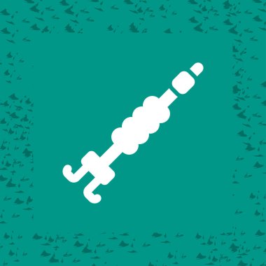 Yeşil arkaplanda siyah çizgi şırınga simgesi izole edildi. Aşı için şırınga, aşı, iğne, grip aşısı. Tıbbi ekipman. Vektör