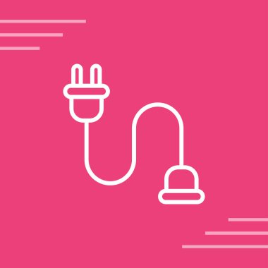 Beyaz elektrik prizi simgesi uzun arkaplanda izole edildi. Bağlantının arka planı ve elektriğin kesilmesi. vektör illüstrasyonu