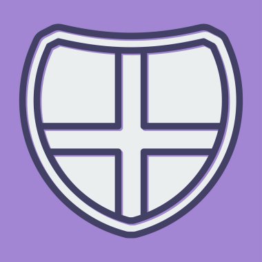 Kalkan simgesi vektörü. İnce çizgi işareti. izole edilmiş sınır sembolü çizimi