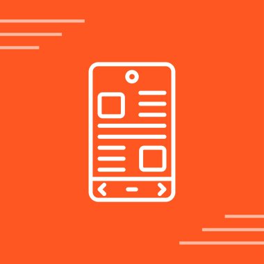 Beyaz hat akıllı telefon ve cep telefonu. Turuncu arkaplanda mesaj simgesi var. vektör illüstrasyonu