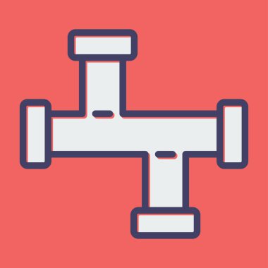 Beyaz çizgili musluk ikonu uzun gölgeli izole edilmiş. Vektör İllüstrasyonu