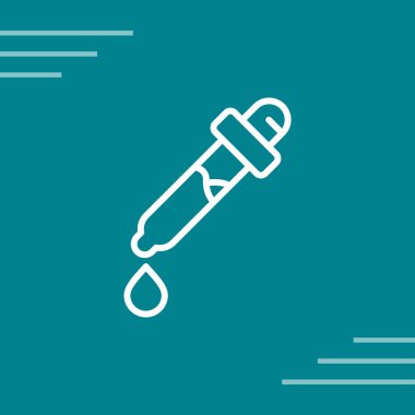 Uzun gölgeli beyaz çizgi pipet simgesi. Kimya ve kimya laboratuvarı ekipmanları. Kimya sembolü vektör.