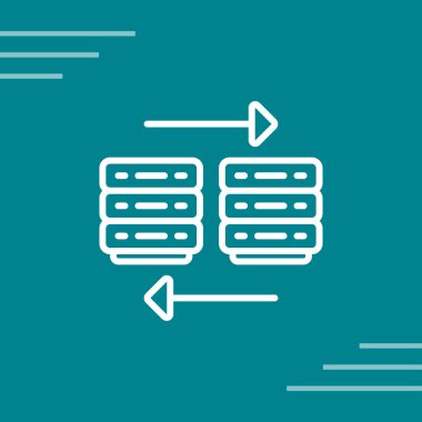 Mavi Sunucu, Data, Web sunucu simgesi yeşil arkaplanda izole edildi. Vektör İllüstrasyonu