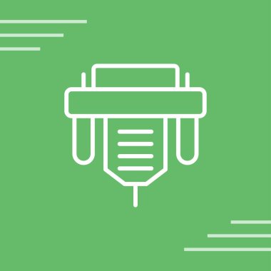 Yeşil arka planda izole edilmiş güç hattı simgesi olan beyaz hat elektrik kablosu. Teleferik. Yeşil kablo. vektör illüstrasyonu