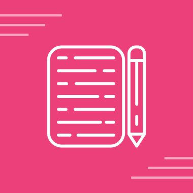 Yeşil arkaplanda beyaz defter simgesi izole edildi. Not defteri simgesi simgesi. Okul bloknotu okul günlüğü için yazıyor. Soyut daire düğmesi. vektör