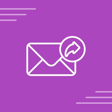 Yeşil zemin üzerinde mesaj simgesi olan mor bir zarf. E-posta pazarlama sembolü, e-posta pazarlama mesaj konseptleri. Düz tasarım. vektör illüstrasyonu