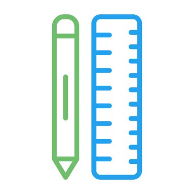 Cetvel web simgesi, vektör illüstrasyonlu kalem 