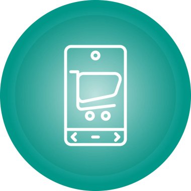 Beyaz arka planda izole edilmiş bir cep telefonu simgesi olan yeşil hat akıllı telefonu. cep telefonu simgesi. Beyaz daire düğmesi. vektör illüstrasyonu