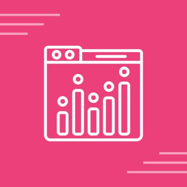 Verili beyaz çizgi sunucusu, pembe arkaplanda izole edilmiş web sunucu simgesi. vektör illüstrasyonu