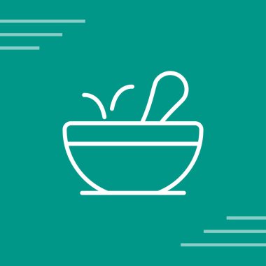 Yeşil arka planda izole edilmiş yeşil çizgi boyundaki avokado ikonu. Beyaz daire rastgele noktalar. vektör