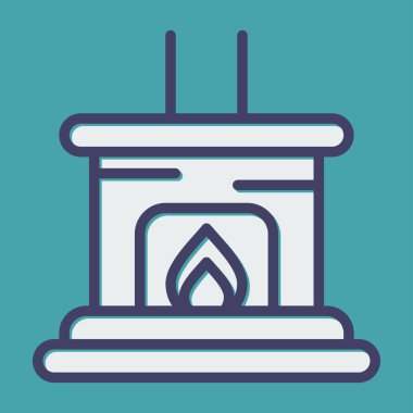 Şömine ikonu. Web için şömine vektör simgelerinin özet çizimi