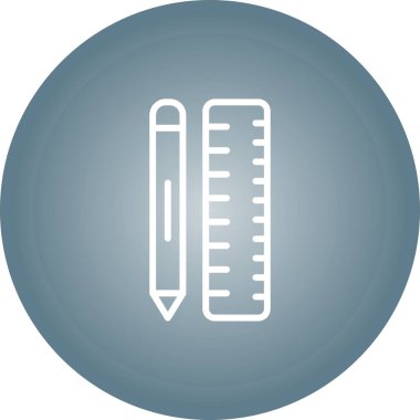 Cetvel web simgesi, vektör illüstrasyonlu kalem 