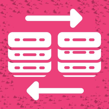 Kırmızı arkaplanda beyaz sunucu simgesi izole edildi. Sunucu, ağ. vektör