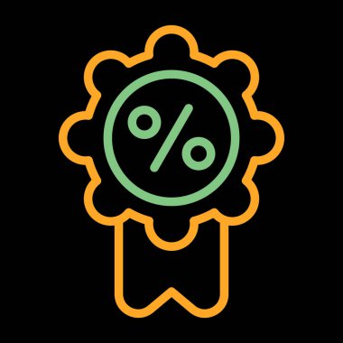 Rozet kartı indirimi simgesi doldurulmuş taslak biçimi