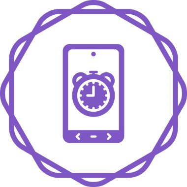 Saat simgesi vektör çizimine sahip eşsiz akıllı telefon