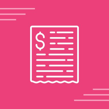 Pembe arka planda dolar sembolü olan beyaz çizgi belgesi. dosya belgesi simgesi. İş konsepti, finans, yatırım. vektör illüstrasyonu