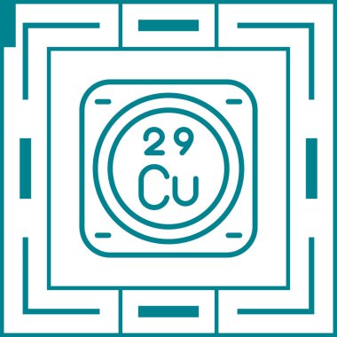 Bakır kimyasal element simgesi, basit satır biçimi