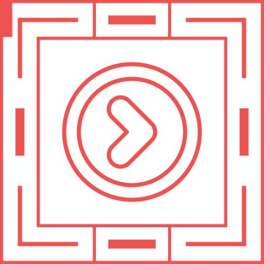 Beyaz çizgi konum belirleyici simgesi beyaz arkaplanda izole edildi. Kırmızı daire düğmesi. vektör.